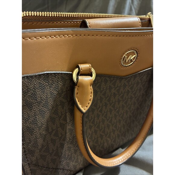 Michael Kors Everly Medium Brown MK LOGO Satchel Bag - Picture 3 of 14